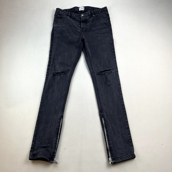 Fear Of God Jeans Mens 34 Black Denim Fourth Collection Skinny Fit Straight Leg